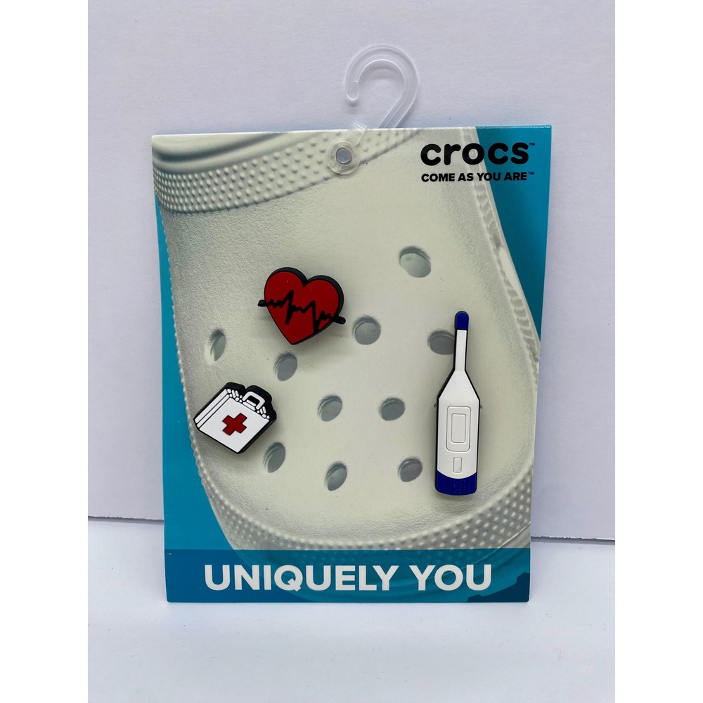 Crocs Jibbitz Doctor Kit 3 Pack Medical Shoe Charms Heart First Aid Thermometer